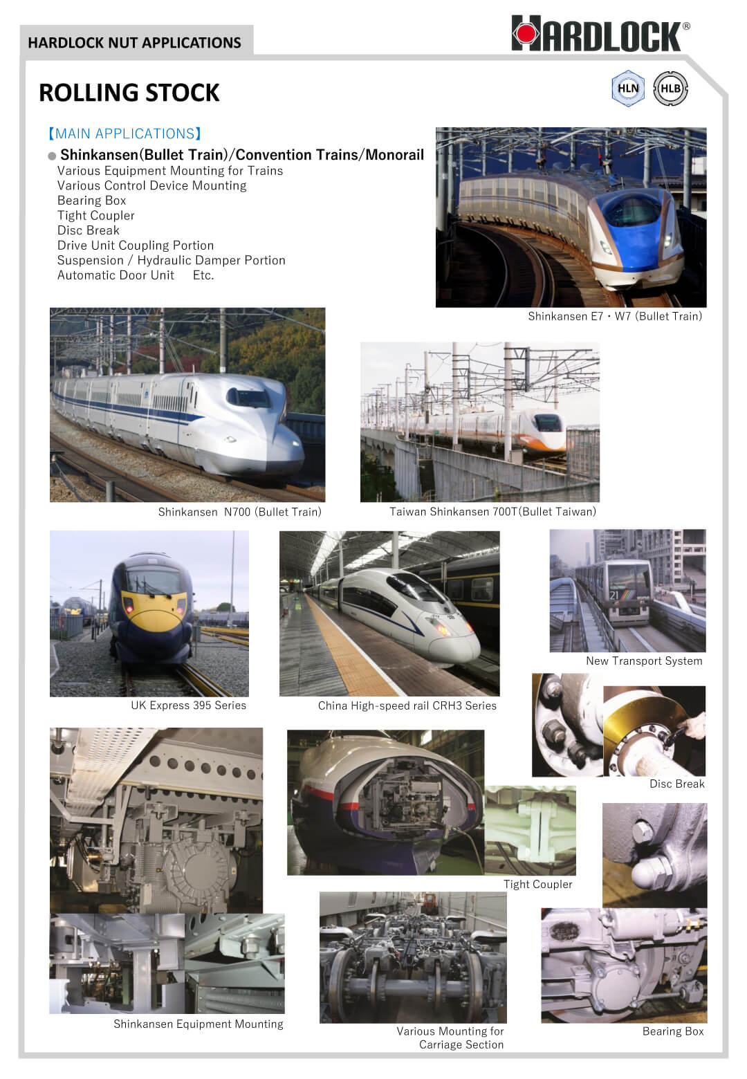 Wide-Range Applications of HARDLOCK Nut in Rolling Stock Projects